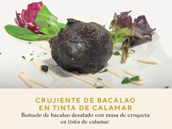 El Púlpito. Crujiente de bacalao en tinta de calamar. 