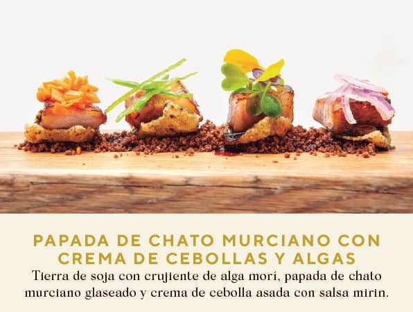 La Trastienda de Pablo González. Papada de chato murciano con crema de cebollas y algas. 