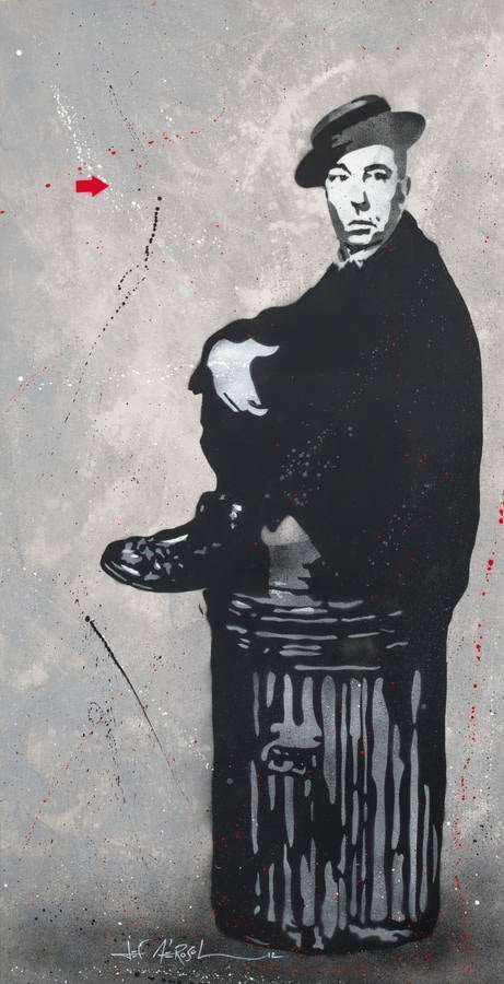 ‘Buster Keaton’. Jef Aerosol (Nantes, 1957). Acrílico sobre lienzo. 195 x 100 cm.