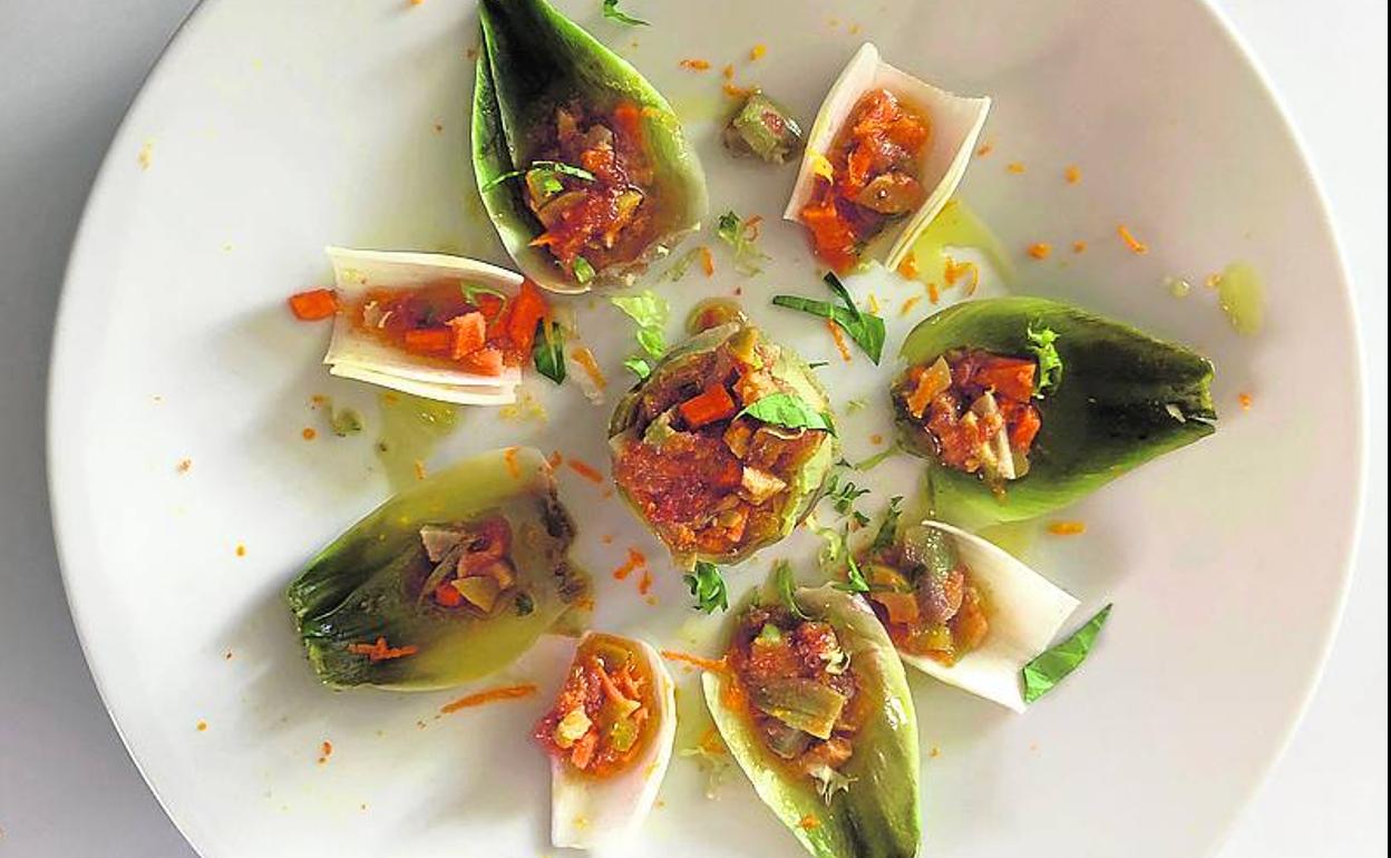 Alcachofa y cebolletas