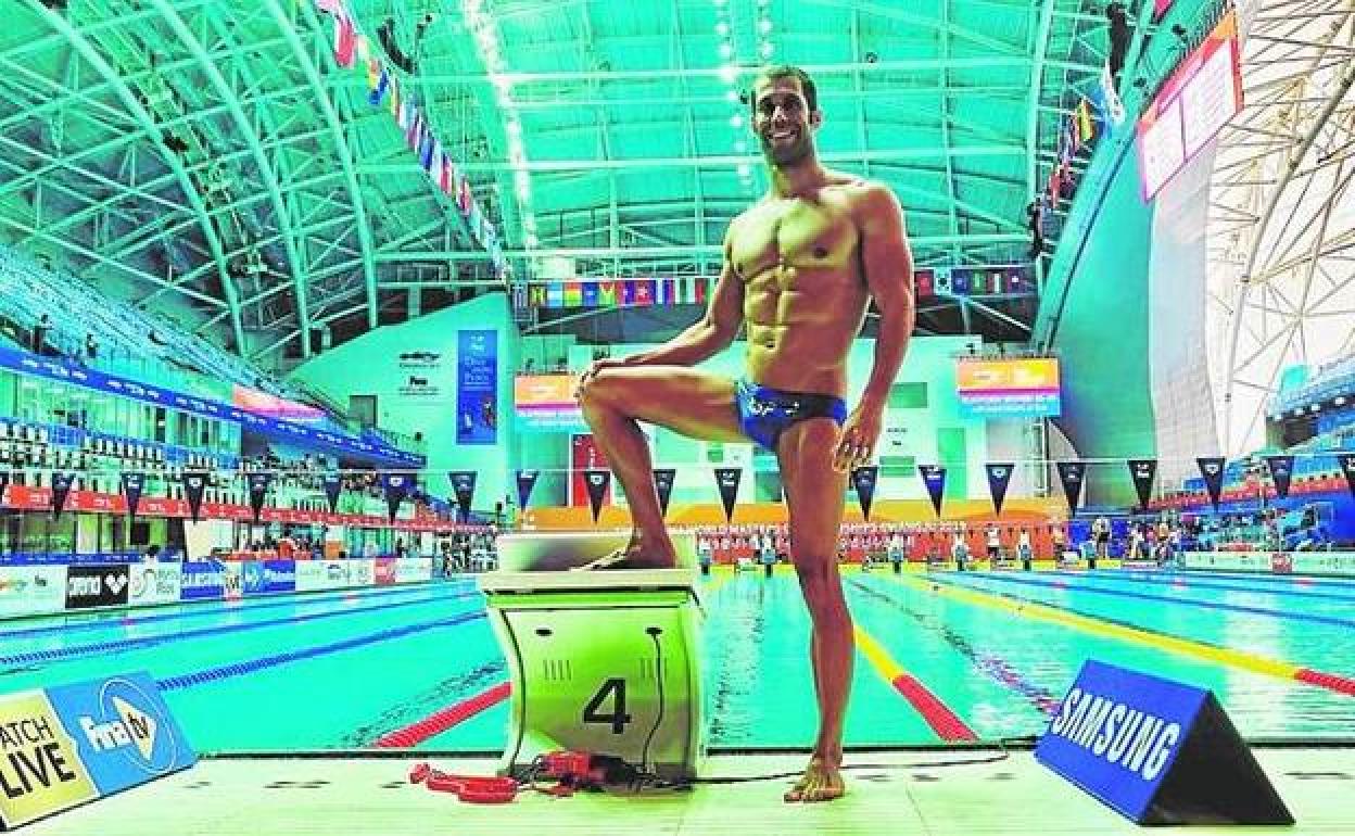 El nadador Eugenio Miralles, en Corea del Sur. 
