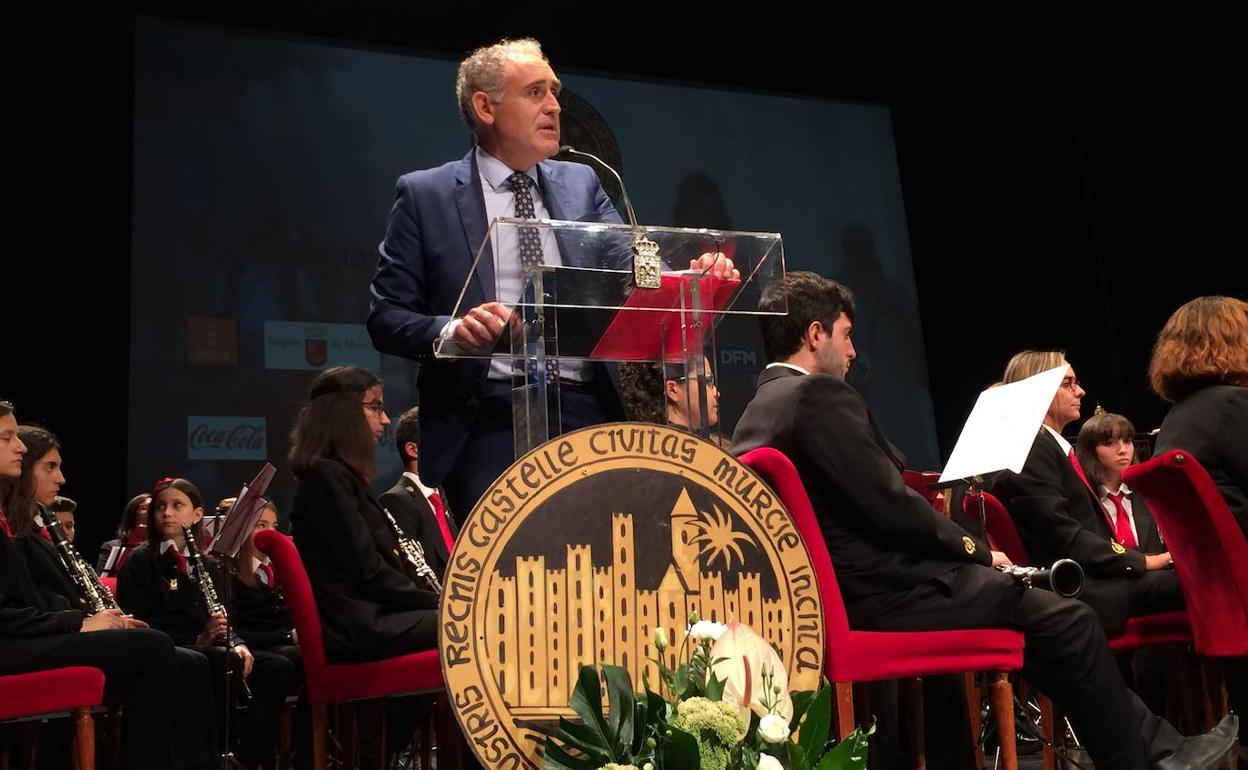 Antonio Botías, este lunes, durante la lectura del pregón.