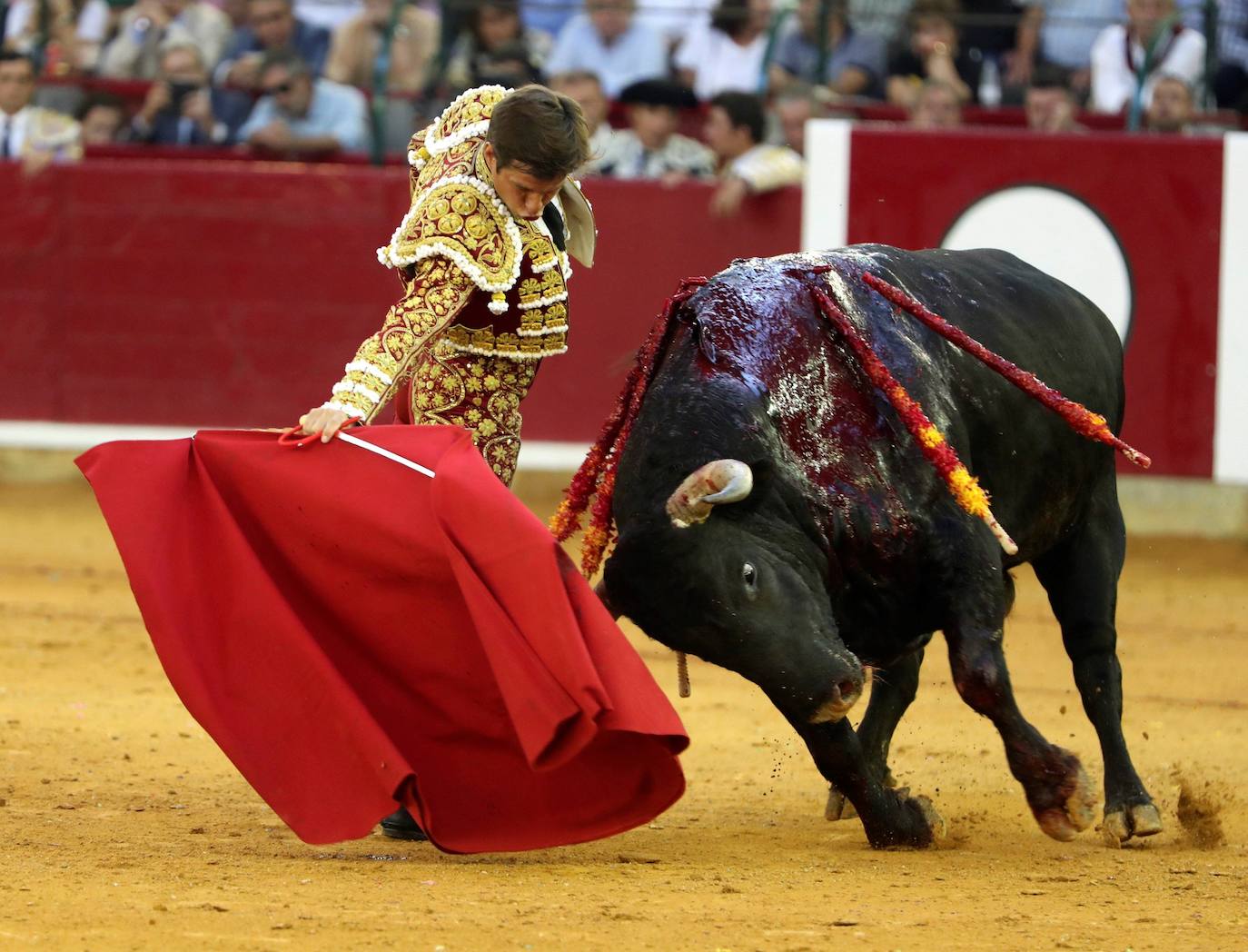 El torero lorquino perdió la puerta grande por el descabello en el séptimo festejo de la Feria del Pilar