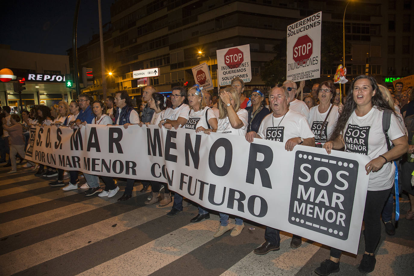 Los manifestantes que este miércoles pidieron medidas para salvar al Mar Menor derrocharon ingenio y creativiad en sus carteles y pancartas.