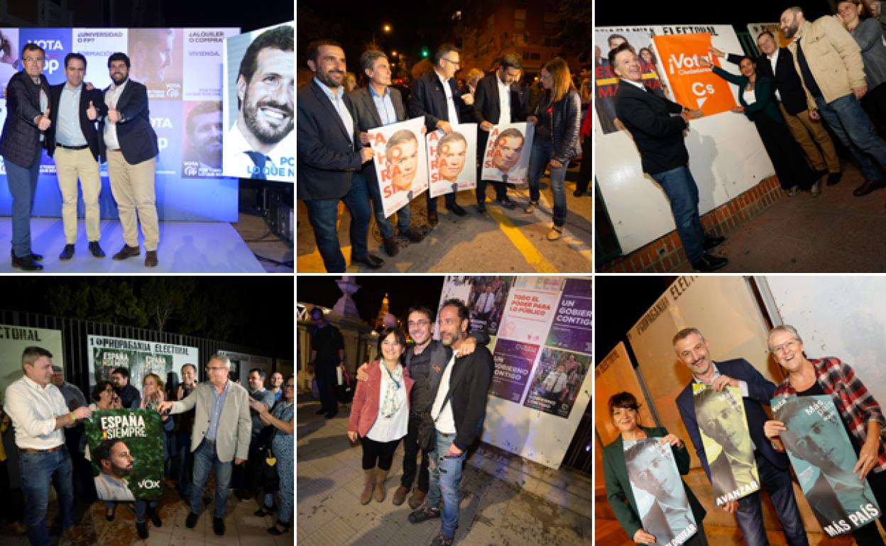 Los partidos pegan sus carteles de propaganda electoral