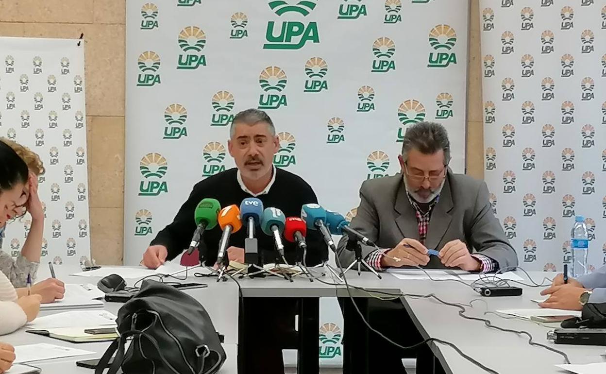 Rueda de prensa de la Unión de Pequeños Agricultores (UPA), este viernes.