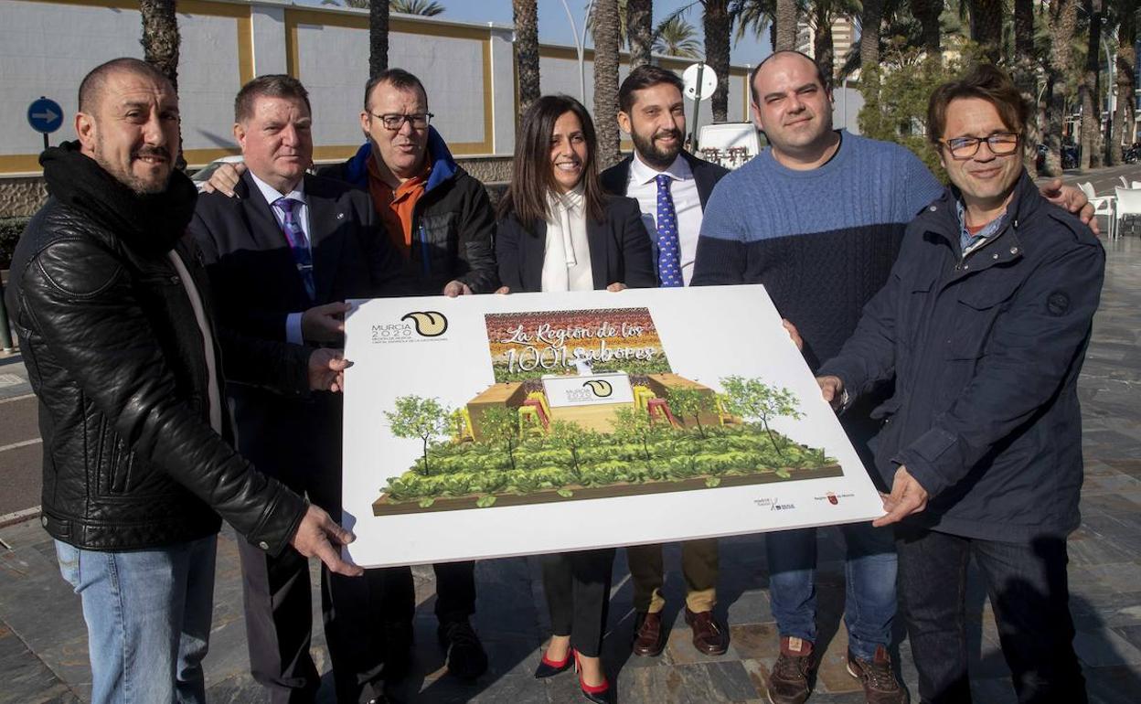 La consejera Cristina Sánchez junto a algunos de los cocineros que participarán en Madrid Fusión, este miércoles, en Cartagena.