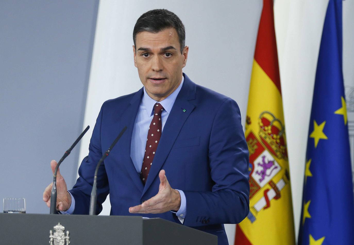 El presidente del Gobierno, Pedro Sánchez, en una comparecencia en el Palacio de la Moncloa, en una foto de archivo.