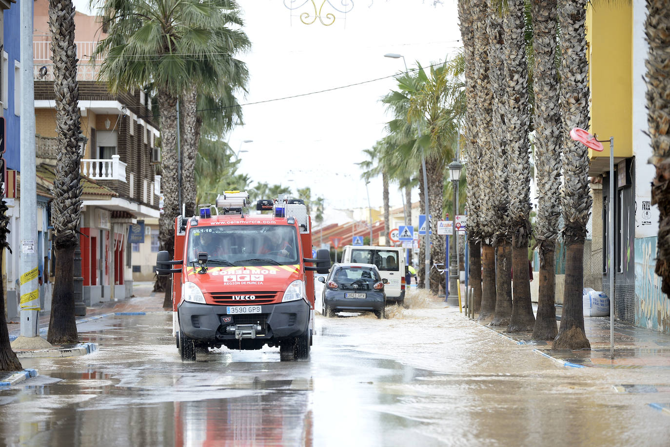 El municipio de Los Alcázares volvió a ser uno de los más afectados por el temporal que recorrió la Región