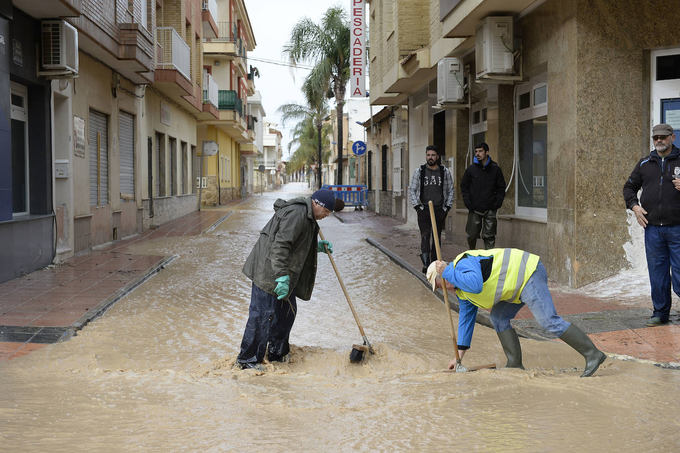 El municipio de Los Alcázares volvió a ser uno de los más afectados por el temporal que recorrió la Región