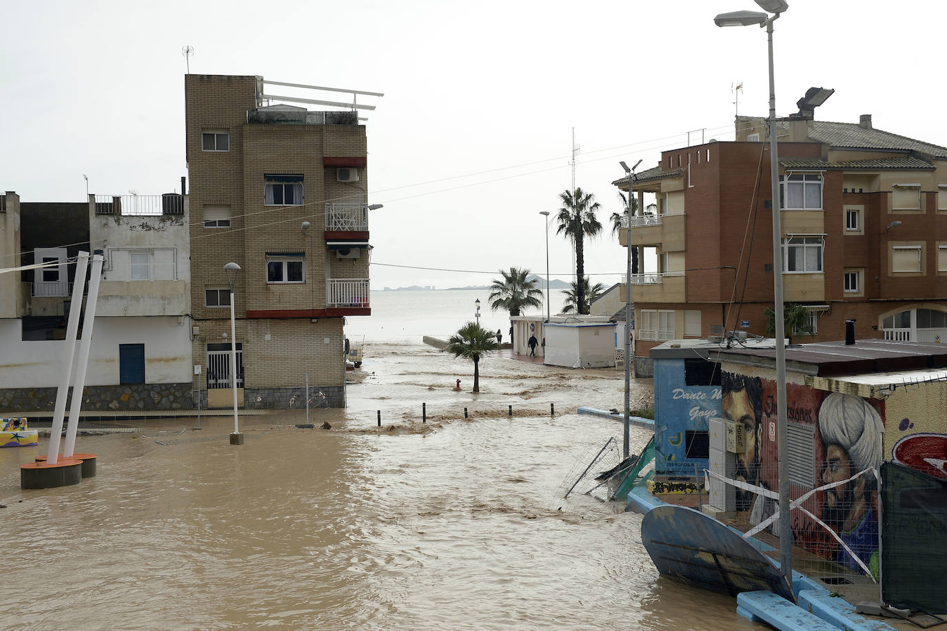 El municipio de Los Alcázares volvió a ser uno de los más afectados por el temporal que recorrió la Región