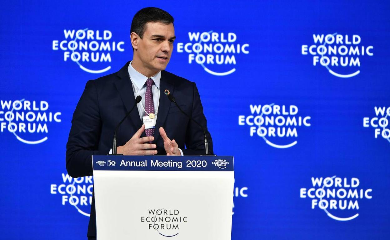 Pedro Sánchez, en el Foro de Davos. 