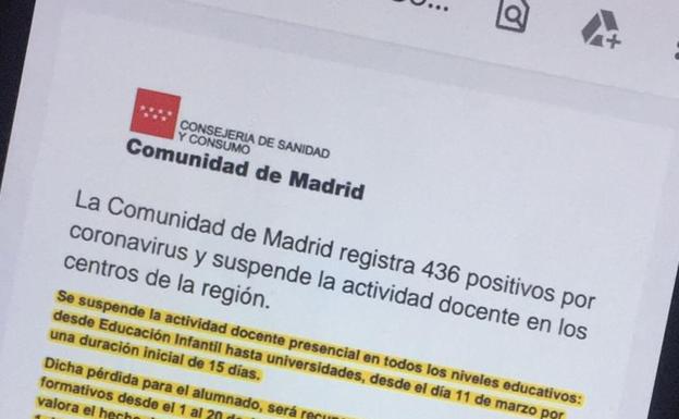 Cabecera del falso comunicado