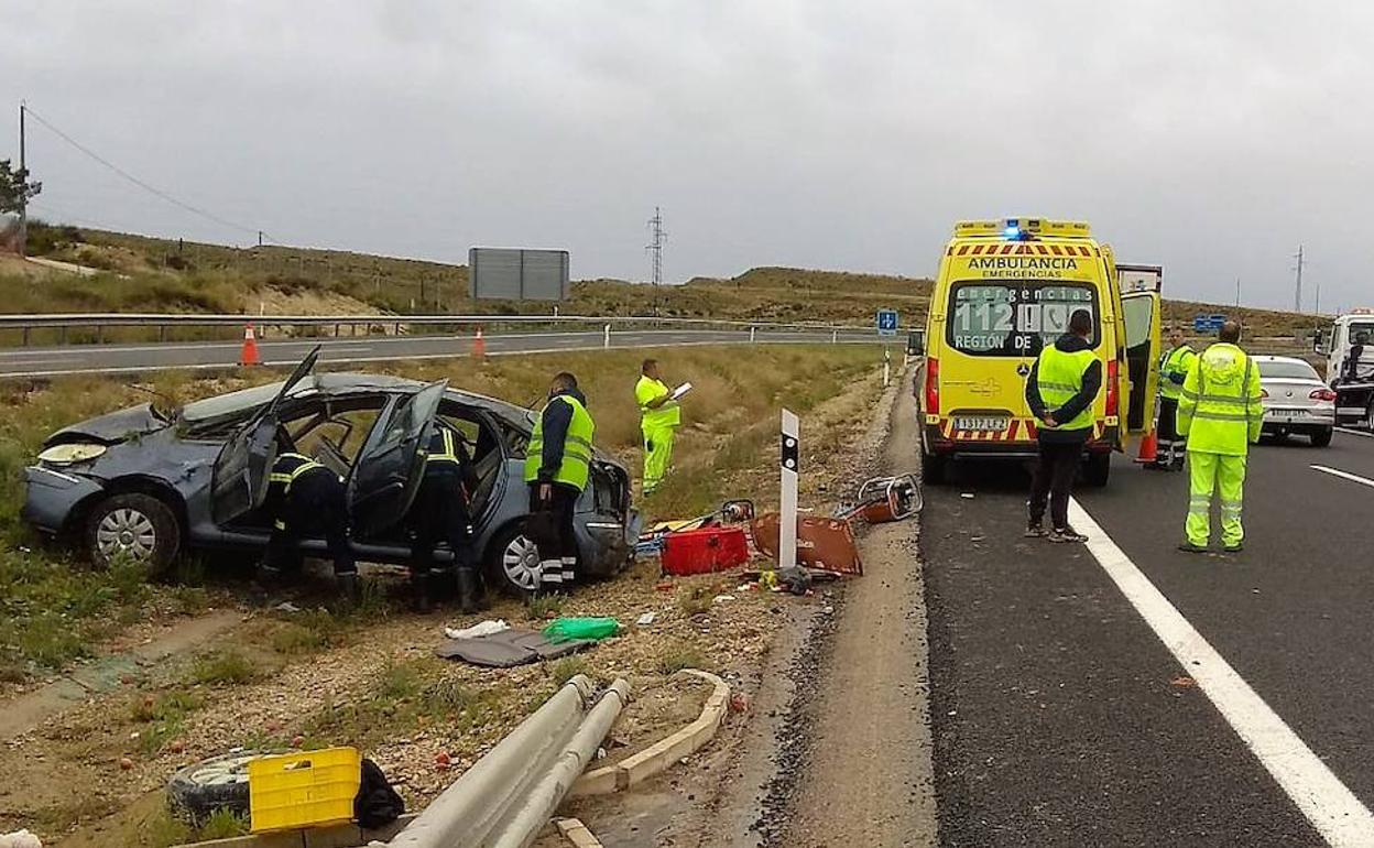Imagen del accidente ocurrido este viernes en Campos del Río. 
