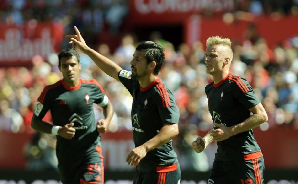 Nolito celebra un gol con el Celta. 