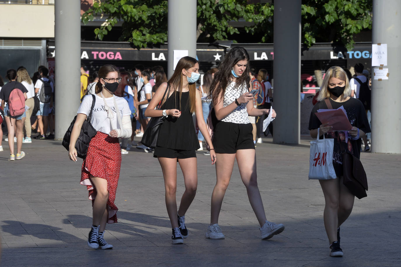 Fotos: Exámenes de la EBAU 2020 en el aulario de la Merced de Murcia