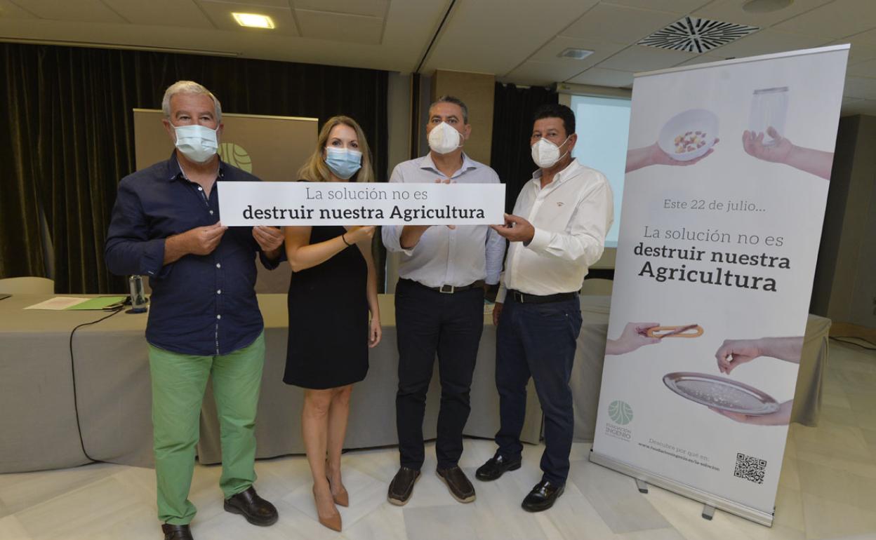 Santiago Martínez, Natalia Corbalán, Javier Soto y Manuel Martínez en la rueda de prensa.