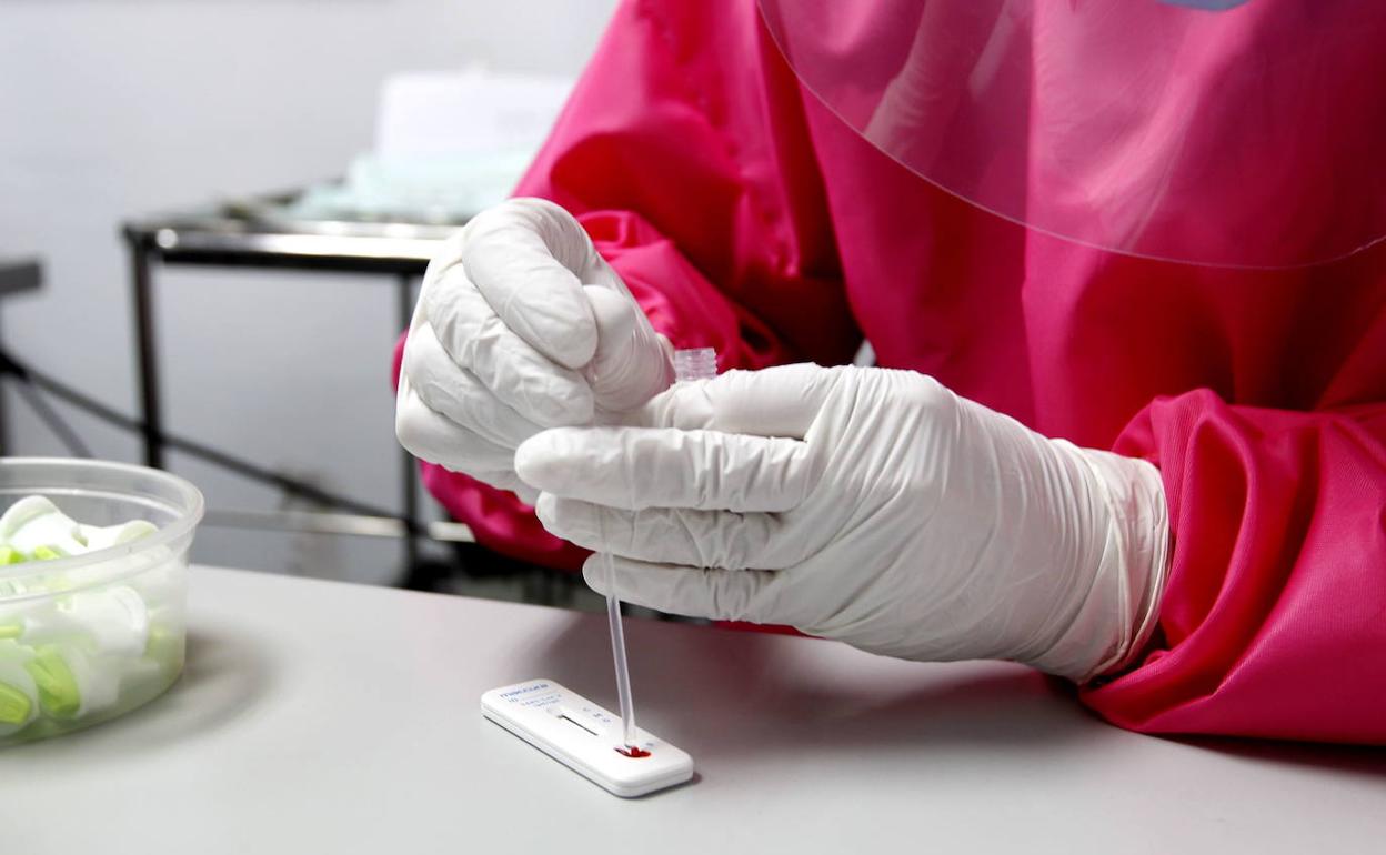 Un sanitario hace test, en una fotografía de archivo.