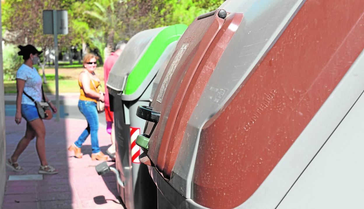 Los contenedores con tapa marrón, solo para residuos orgánicos, se han instalado como experiencia pionera en el barrio de La Flota. 