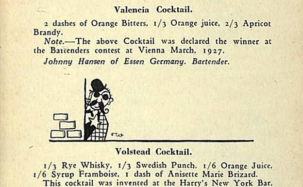 Receta del Valencia Cocktail en 1927