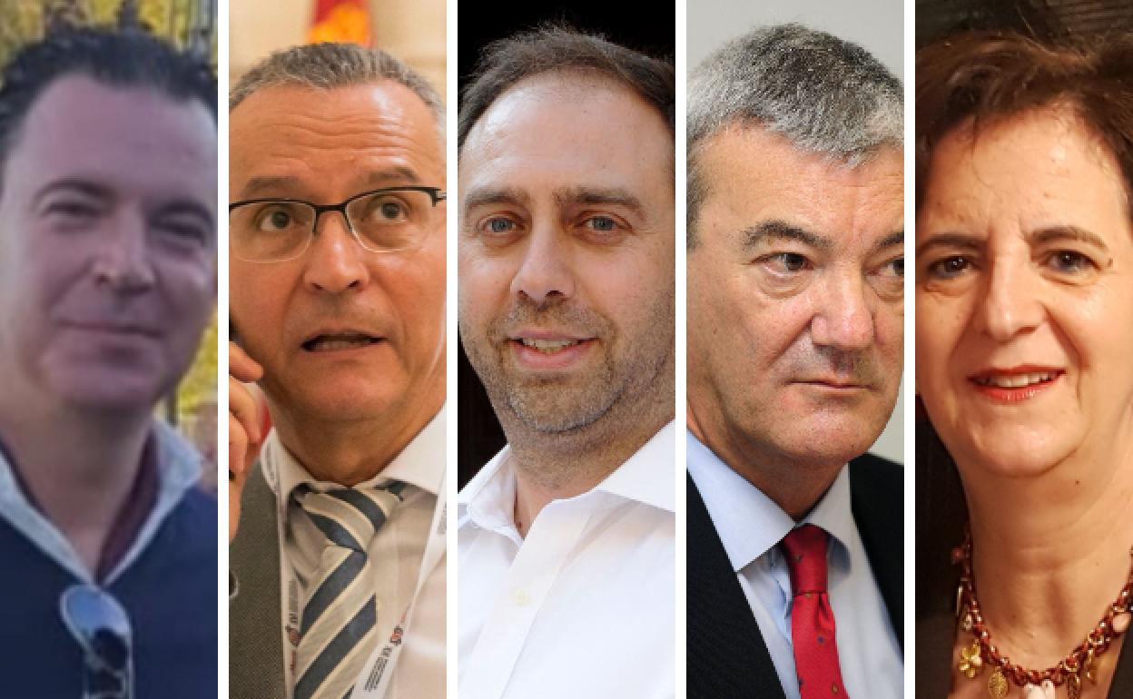 Javier Muñoz Hernández, Ramón Sánchez Pérez, Ángel Galiano Ródenas, Carlos Valcárcel Siso y Juana María Botía Aranda.