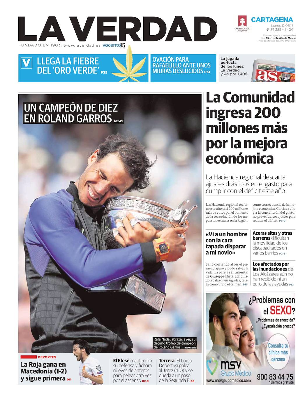 Fotos: Las trece portadas de LA VERDAD que ilustran el reinado de Rafa Nadal en Roland Garros