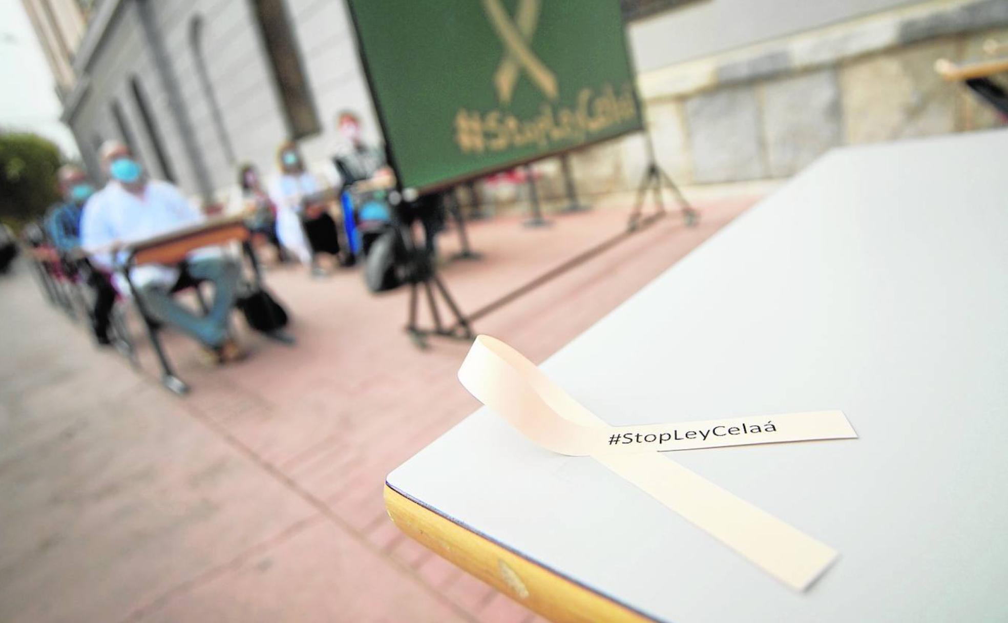 Docentes del colegio Maristas, en una protesta esta semana contra la 'ley Celaá'.