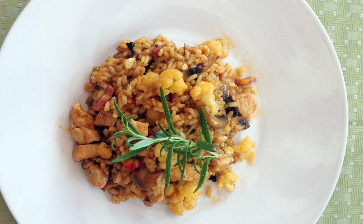 Arroz con pavo y verduras