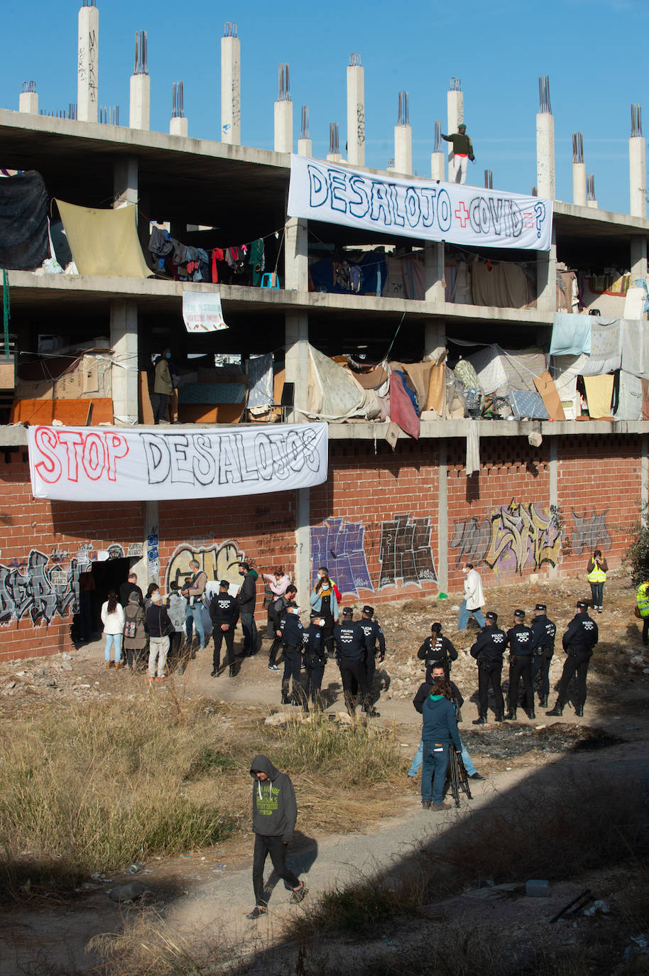 Fotos: Protestas por el desalojo de un edificio ocupado en el barrio murciano de San Pío
