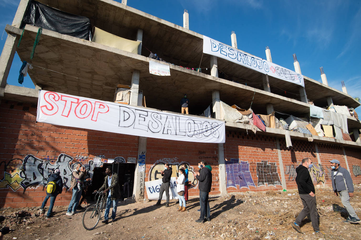 Fotos: Protestas por el desalojo de un edificio ocupado en el barrio murciano de San Pío