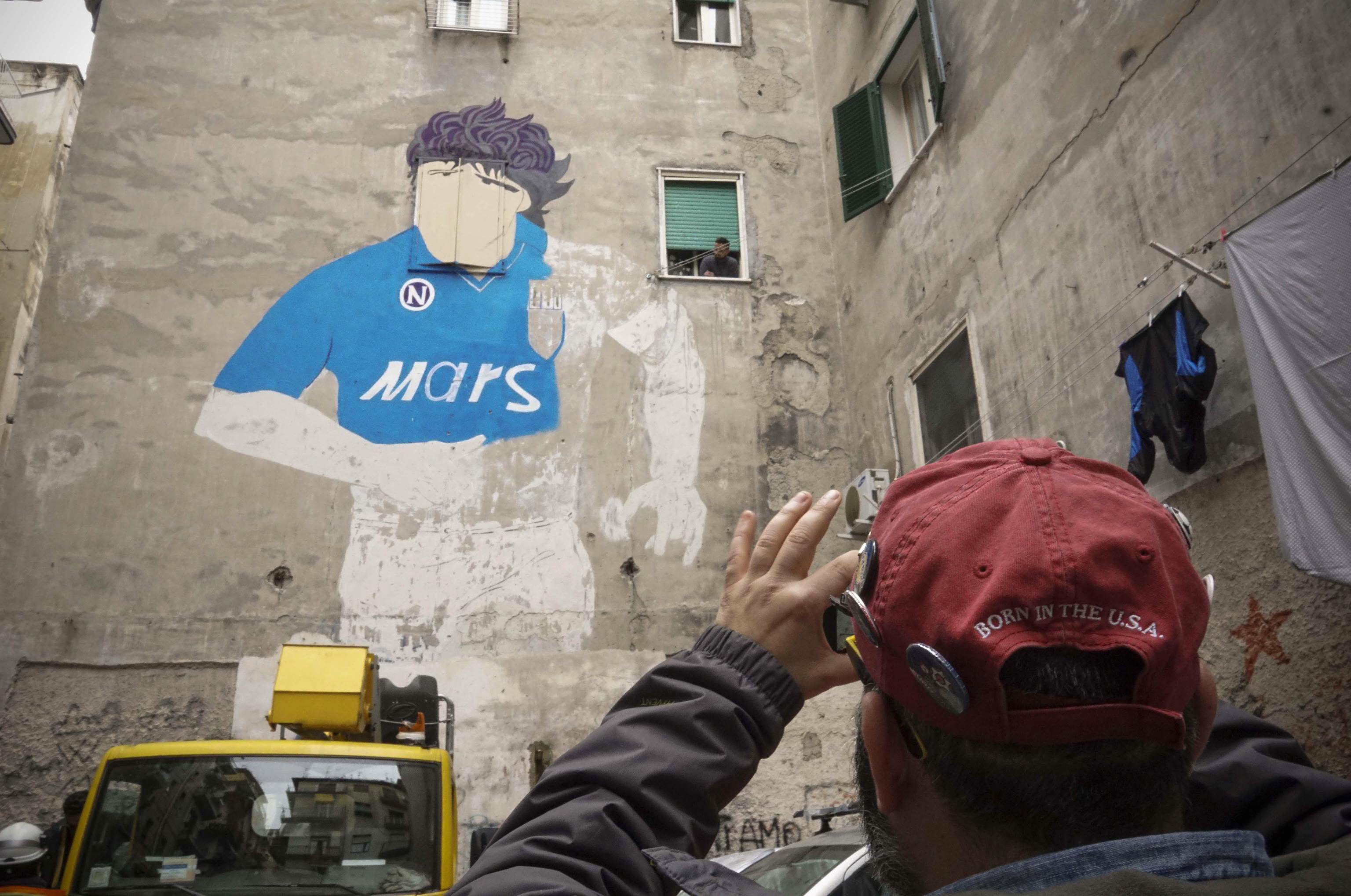 Mural de Maradona en Nápoles.