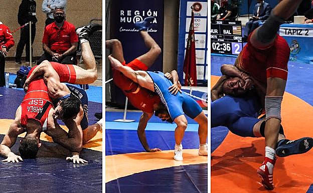 Imágenes de combates del Campeonato de España de lucha celebrados el pasado fin de semana en Los Alcázares. 
