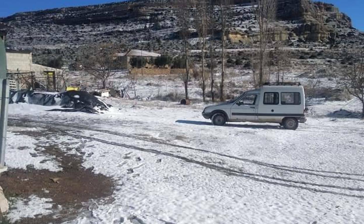 Nieve en Campo de San Juan, este sábado.