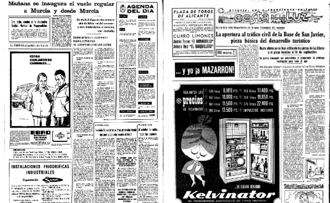 31/10/1968. LA VERDAD informaba de los primeros vuelos civiles desde San Javier a Almería, Madrid y Barcelona. Cuatro años antes ya se pedían para fomentar el turismo