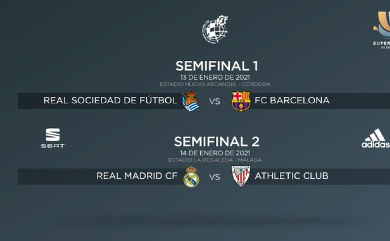 Real Sociedad-Barça y Real Madrid-Athletic, semifinales de la Supercopa