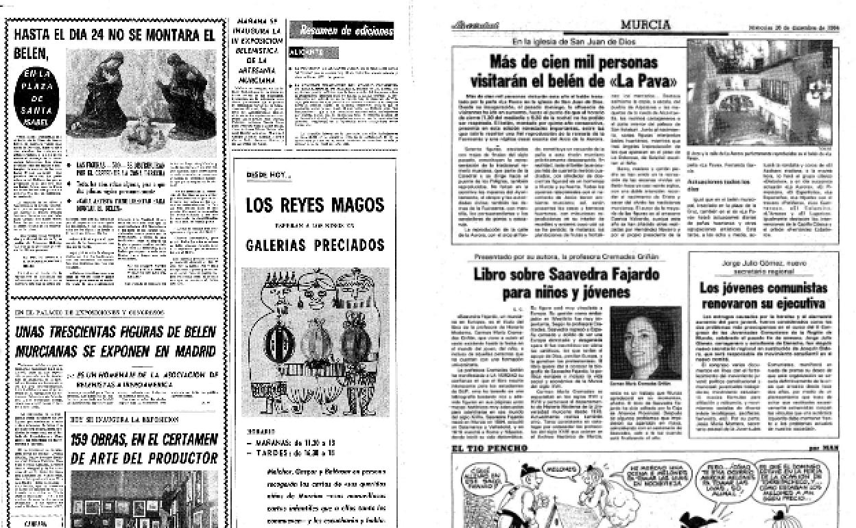 26/12/1984 LA VERDAD reflejaba en sus páginas que el popular belén de la peña La Pava esperaba la visita de más de 100.000 personas en la iglesia de San Juan de Dios, en Murcia. 