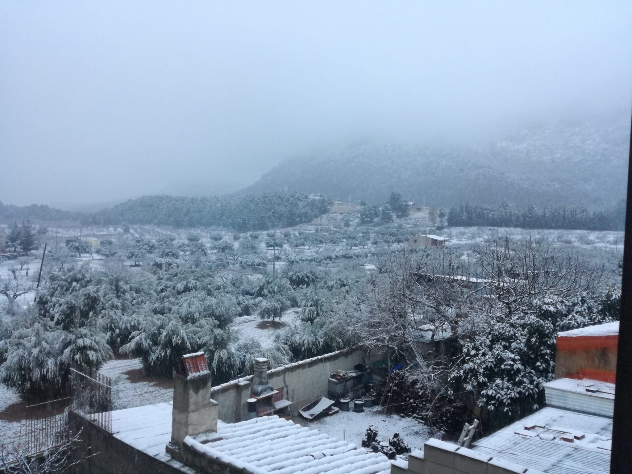 Nieve en Casas Nuevas, Mula.