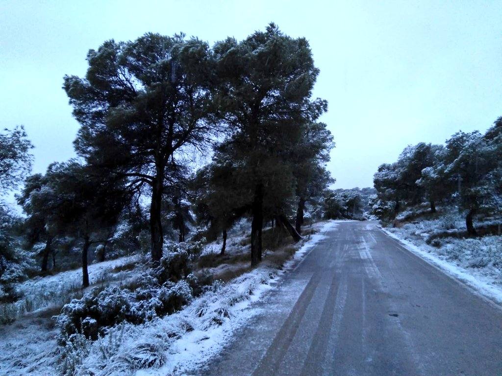 Nieve y hielo en las carreteras de Sierra Espuña.