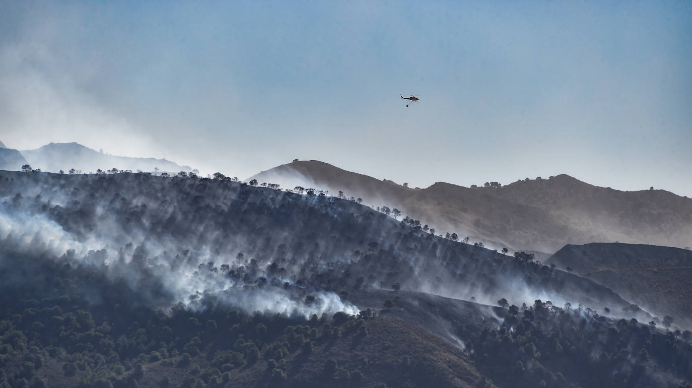 Fotos: Más de un centenar de efectivos trabajan contra el incendio en la sierra de Carrascoy