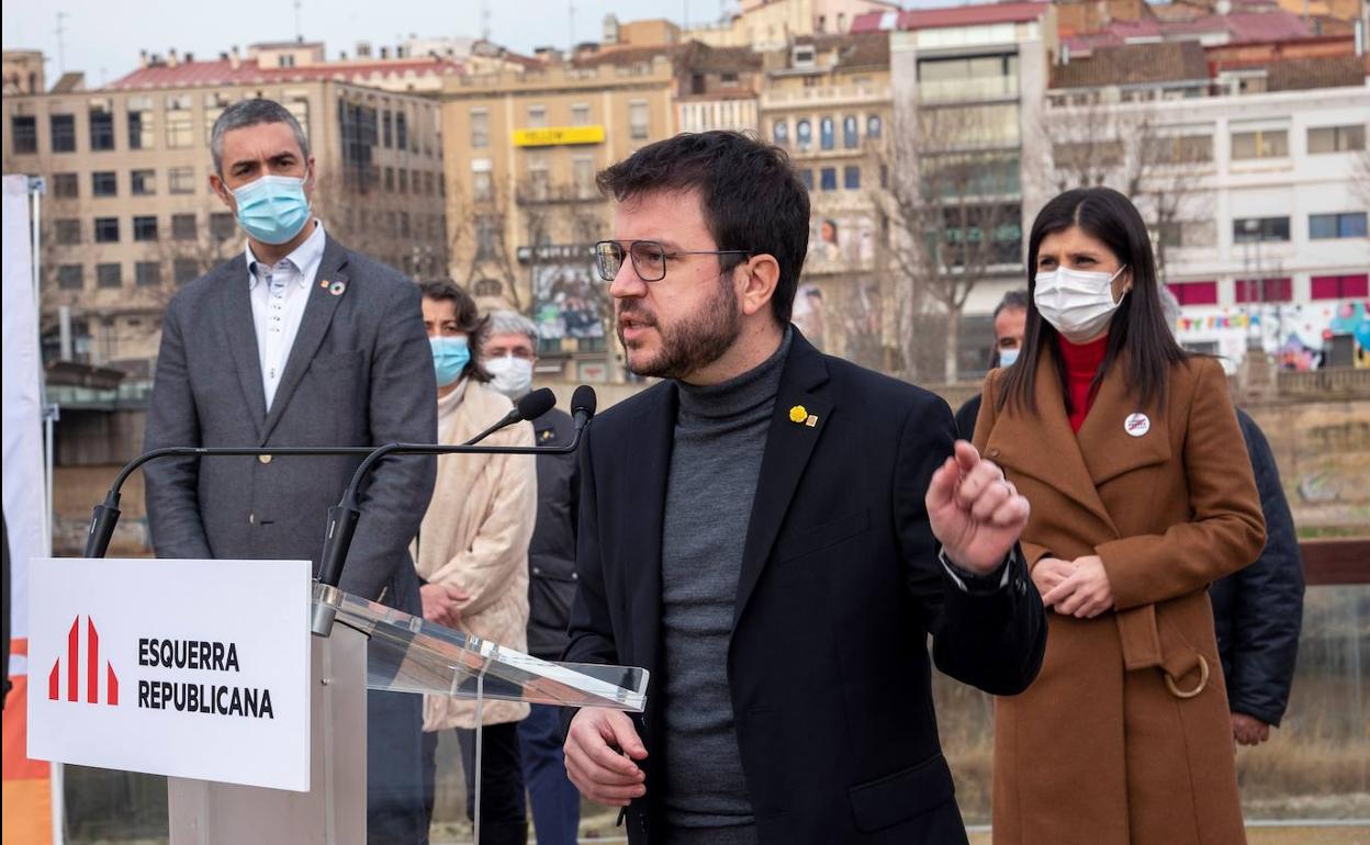 Pere Aragonès el pasado sábado durante un acto político en Lleida.