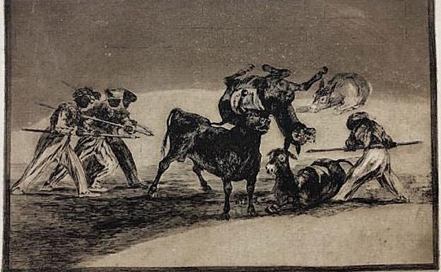 'Palenque de los moros hecho con burros, para defenderse del toro embolado', de Francisco de Goya.