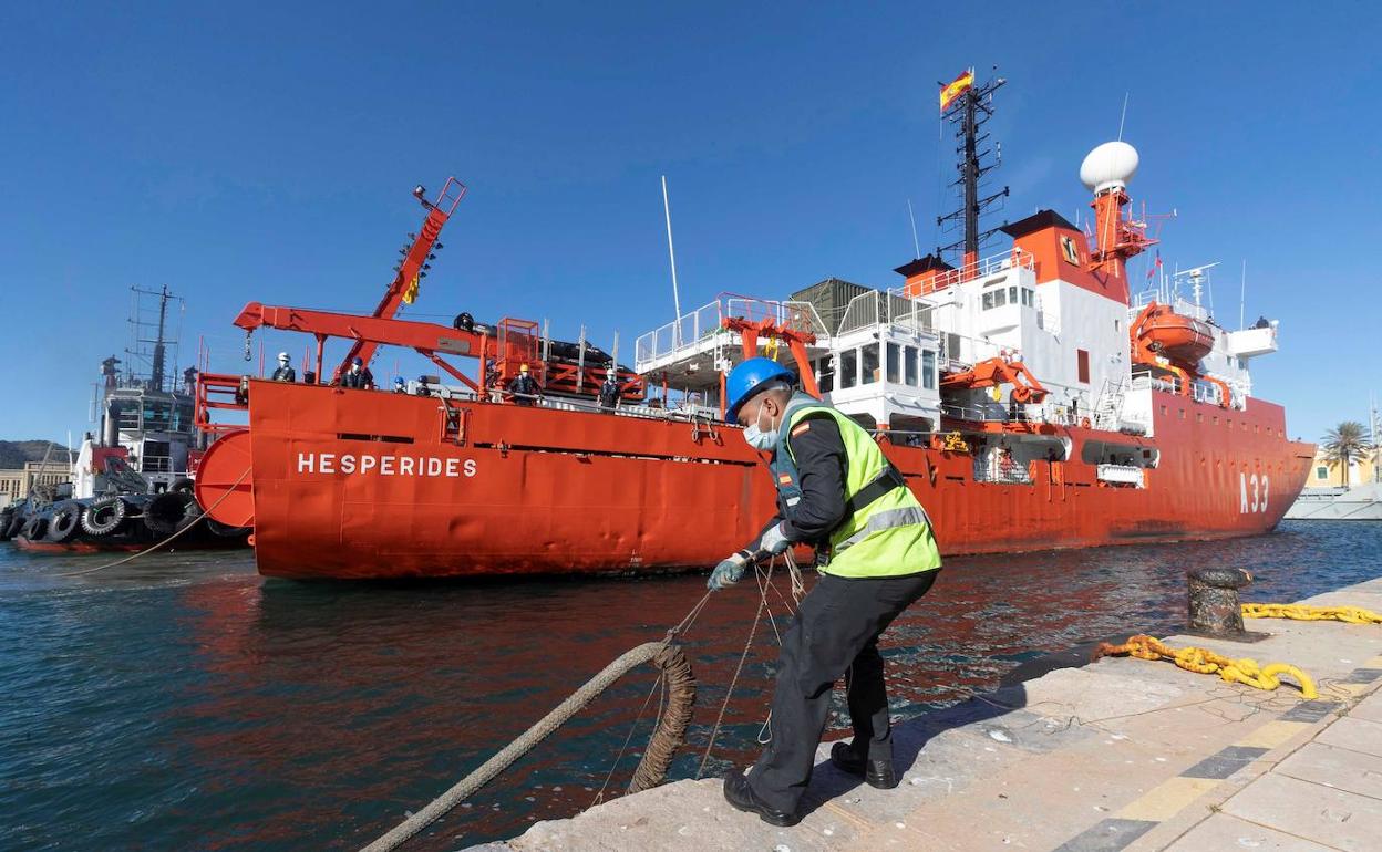 El buque de investigación oceanográfica 'Hespérides' regresa a Cartagena este lunes. 