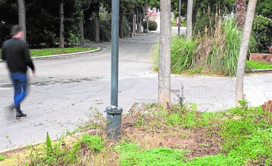 Un vecino pasea por el descuidado Bulevar José Hierro. 