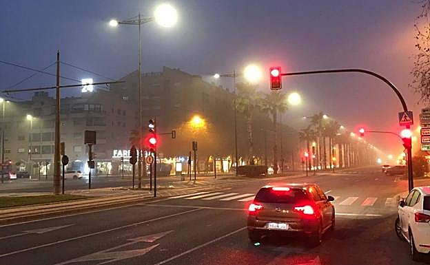 Niebla en Murcia en las primeras horas de este viernes.