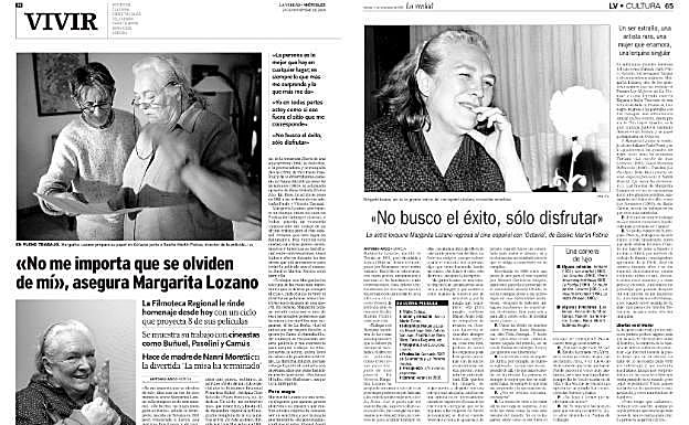 24/11/2004 «Para mí, trabajar no ha sido nunca lo más importante», reconocía Lozano en 2001, que aparcó su carrera para acompañar por África a su marido, ingeniero de la FAO.