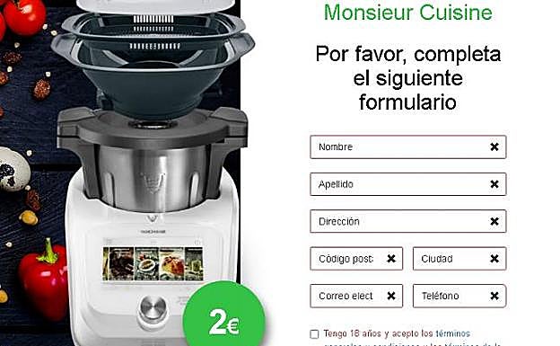 El formulario fraudulento que se usa para estafar con el robot de cocina de Lidl.