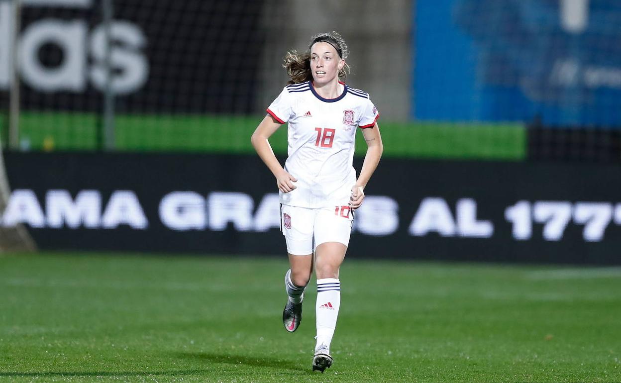 Eva Navarro, en un partido con la selección del pasado mes de diciembre