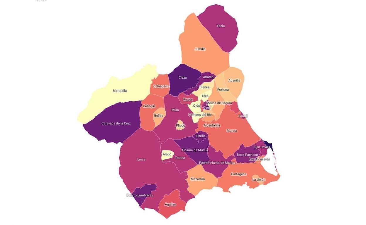 Mapa de incidencia por municipios.