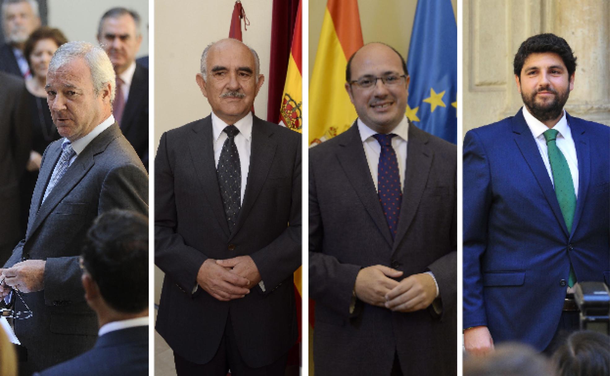 Ramón Luis Valcárcel, Alberto Garre, Pedro Antonio Sánchez y Fernando López Miras.