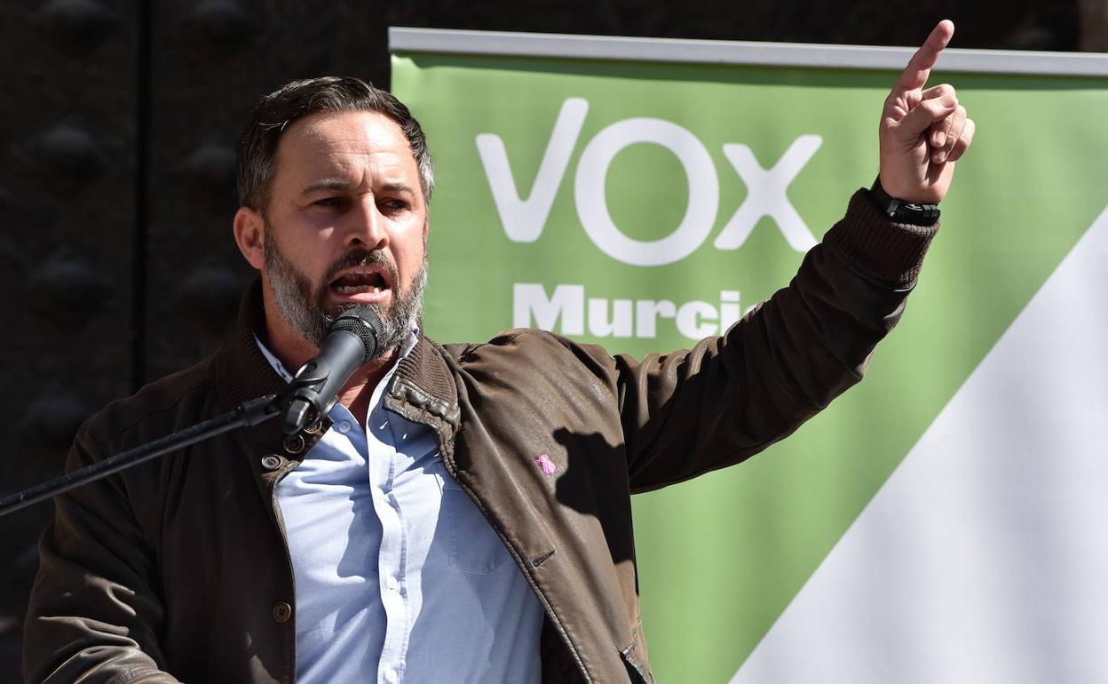 Santiago Abascal, este jueves, en Murcia.